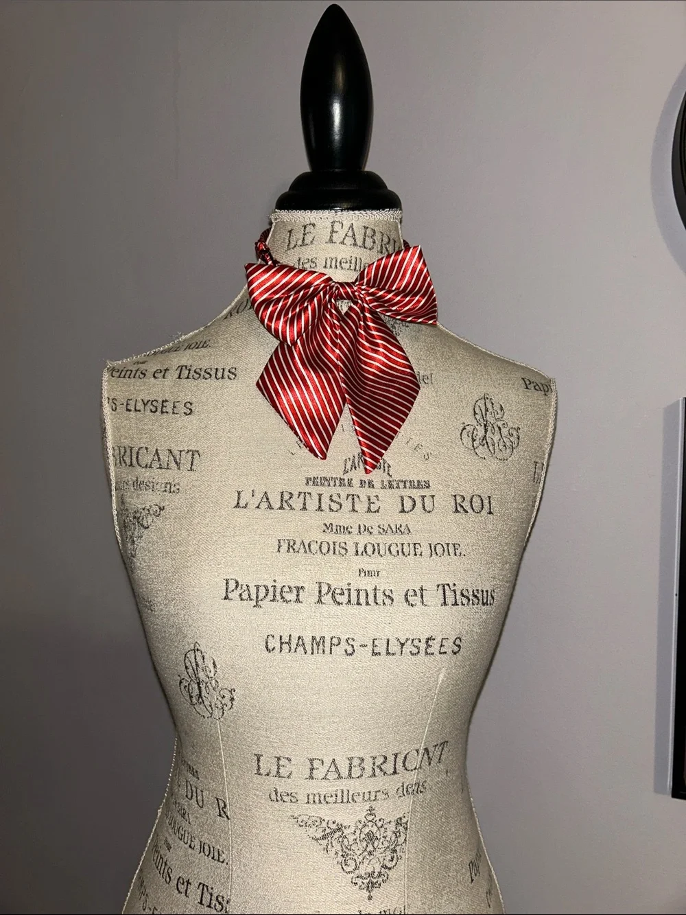 NWOT Women’s Red and White Striped Bow Neck Tie